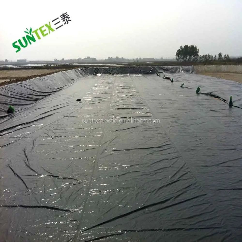 Haute résistance à la traction 100% nouveau matériau polyéthylène liner pour piscine, noir couleur pisciculture étang liner avec traitement UV, 10 ans