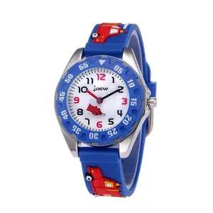 Blue Cartoon Strap Fire Truck Pattern Boy Kid orologio sportivo da polso orologio impermeabile per bambini