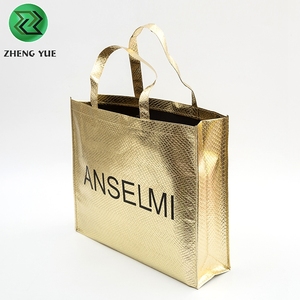 Bolsa de mano dorada no tejida con logotipo impreso, barata, respetuosa con el medio ambiente, Pp - Product Image 2