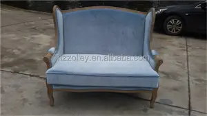 Phòng khách đồ nội thất sofa bán buôn cổ điển gỗ sồi khung wing lại wedding sofa