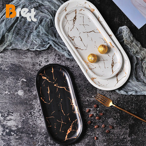 Brett Nordic Mármol <span class=keywords><strong>Rectangular</strong></span> Oval Cerámica Western Blanco Negro - Product Image 1