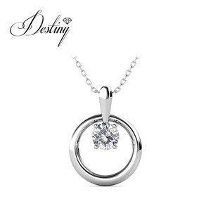 שרשרת תליון אופנה סיטונאית משובץ גבישי swarovski קלאסי שרשרת 925 כסף סטרלינג - Product Image 1