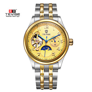 Tevise Nuevo reloj de Los Hombres del Reloj Negro, encanto Reloj Con Fase Lunar - Product Image 4