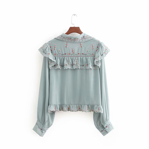Chemisier brodé à manches longues pour femmes, vêtement féminin, style Vintage, nouvelle collection automne - Product Image 4