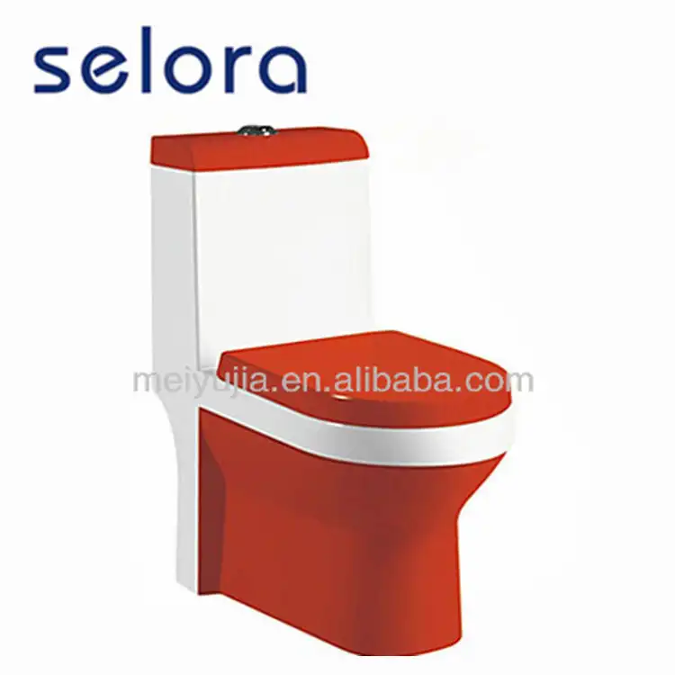 وعاء مرحاض مخلوط باللون الأحمر الأبيض, قطعة واحدة ، خزانة مياه مع شطف