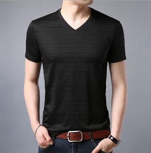 T-Shirt da <span class=keywords><strong>uomo</strong></span> con scollo a V <span class=keywords><strong>mezza</strong></span> <span class=keywords><strong>manica</strong></span> Slub t-Shirt in <span class=keywords><strong>cotone</strong></span> con maglietta bianca - Product Image 4