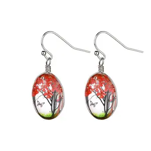 Bán Buôn Giá Rẻ Đồ Trang Sức Bất Khô Ép Hoa Pha Lê Thủy Tinh Resin Earrings Đối Với Womens