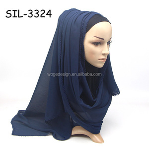Venta al por mayor bufandas de alta calidad Dupatta chal turbante de las mujeres grandes de gasa pesada de poliéster liso musulmán <span class=keywords><strong>Hijab</strong></span> - Product Image 2