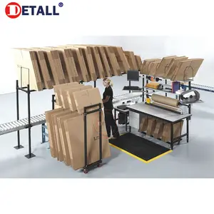 sorting/shipping belt conveyor with carton packing table warehouse packaging workstation with bubble roll