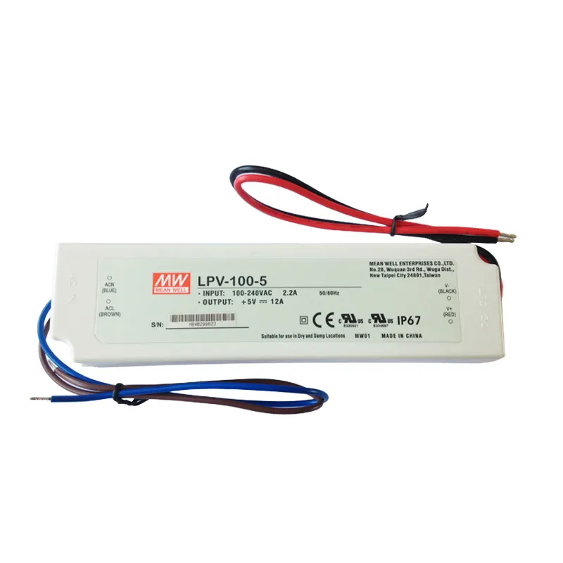 Mean well LPV-100-5 5v 12a led driver 60w