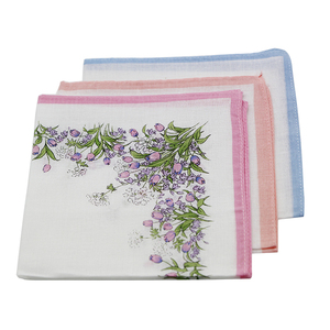 多色定制美丽图案女士皮尔·卡丹棉农品牌手帕 - Product Image 5