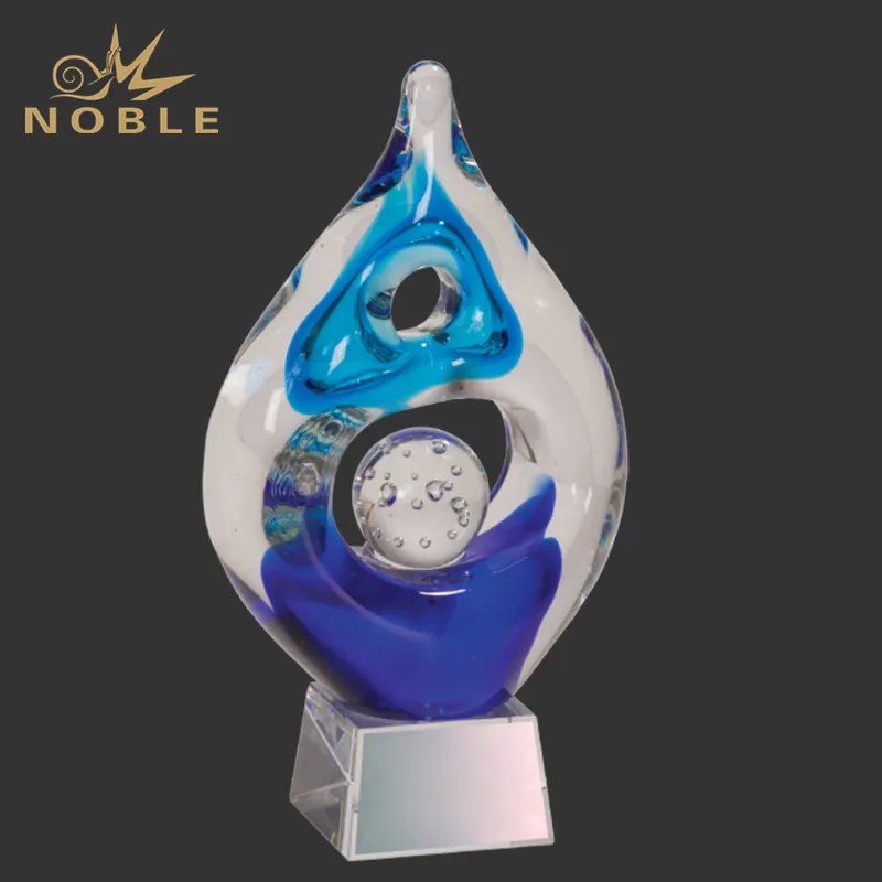 High Quality Custom Water Drop Art Glass Award Trophies