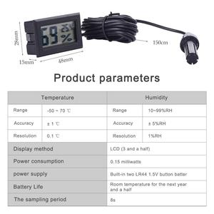 Mini Digital LCD C Termômetro Higrômetro Frigorifico Temperatura Umidade Medidor Branco Incubadora Do Ovo Do Comprimento Do Cabo