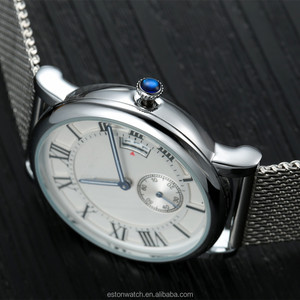Esfera blanca <span class=keywords><strong>de</strong></span> <span class=keywords><strong>acero</strong></span> inoxidable malla Correa Mens relojes <span class=keywords><strong>de</strong></span> cuarzo - Product Image 6
