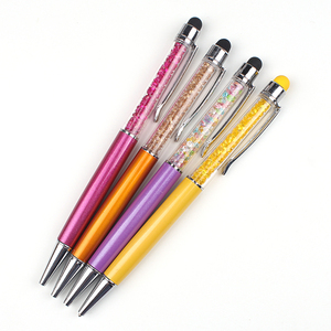 Venta al por mayor bola <span class=keywords><strong>de</strong></span> cristal <span class=keywords><strong>de</strong></span> metal pluma con multicolor diamante y envío laser grabado logo - Product Image 4
