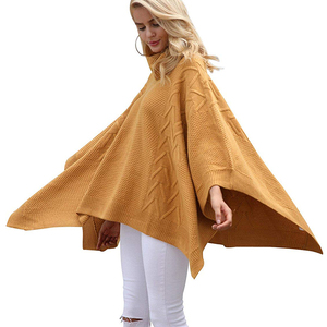 Pull manches chauve-souris col roulé, épais, tricoté et personnalisé, pour femmes, Chic, t-shirt, vente en gros, asymétrique, <span class=keywords><strong>Poncho</strong></span>, hiver, - Product Image 3
