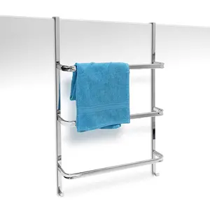 Stainless Steel for All Standard-Size Doors with no Drilling Towel Holder with 3 Rails