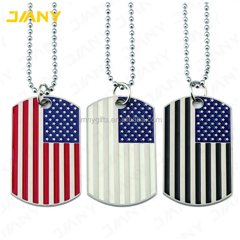 Custom Jewelry American US Flag Pendant Dog Tag Charm Necklace Army Style Gift