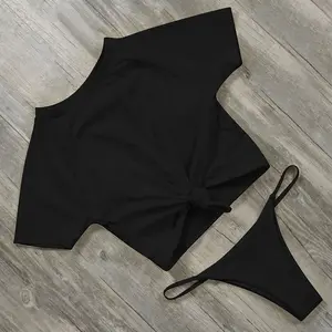 Bikini con Tanga de cintura alta para mujer, traje de baño Sexy, 2022