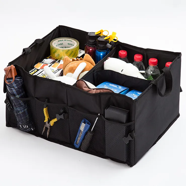 Organizador portátil para carro, organizador de bota de carro resistente, preto, dobrável, caixa de organizador de porta-malas