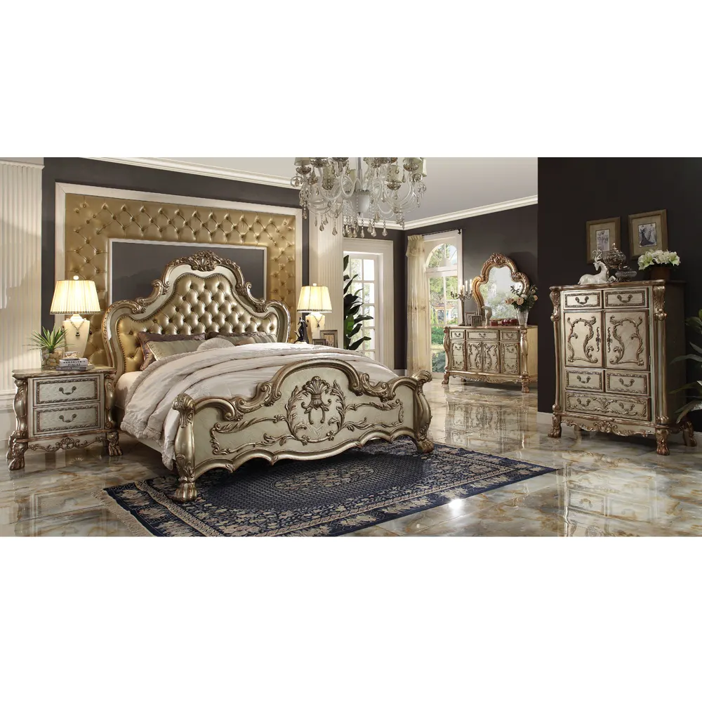 Longhao 가구 미국 전통적인 작풍 침대 방 가구 침실 고정되는 호화스러운 왕, 침대 방 가구 세트