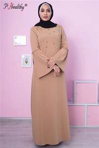 Abito a maniche lunghe alla moda musulmano manica a Pagoda elasticizzata di <span class=keywords><strong>grandi</strong></span> dimensioni con abito Abaya di perle - Product Image 3