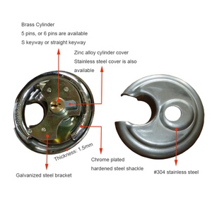 Thép không gỉ không thấm nước Đĩa Ổ Khóa 70mm hình trụ nặng nhiệm vụ với móc và vòng lặp <span class=keywords><strong>3</strong></span> phím chất lượng cao - Product Image 1
