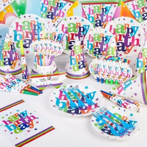 2022 yeni tek kullanımlık kağıt tabaklar bardaklar peçeteler sofra seti doğum günü dekor karnaval parti malzemeleri