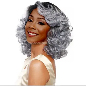 Wholesale Classic style High-temperature Short wave hair Wig grey