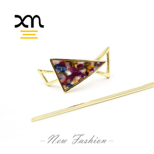 Hair Stick Schmuck Zubehör Lange Metall Haars täbchen Morden Triangle Shape Acetate Dekorative <span class=keywords><strong>Kanzashi</strong></span> Haars täbchen für Frauen - Product Image 3