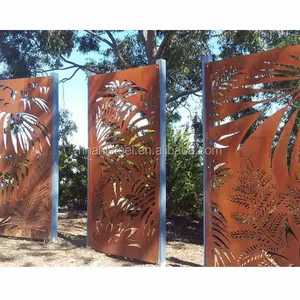 Corten Steel Laser Cut Taman Logam Dekoratif Layar Panel Dinding