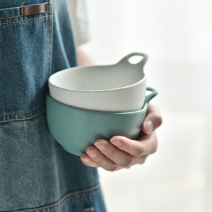 Occidentale personalizzato opaca glazd divertente chip e dip ciotole di cereali per la <span class=keywords><strong>colazione</strong></span> di ceramica ciotola con maniglia - Product Image 3