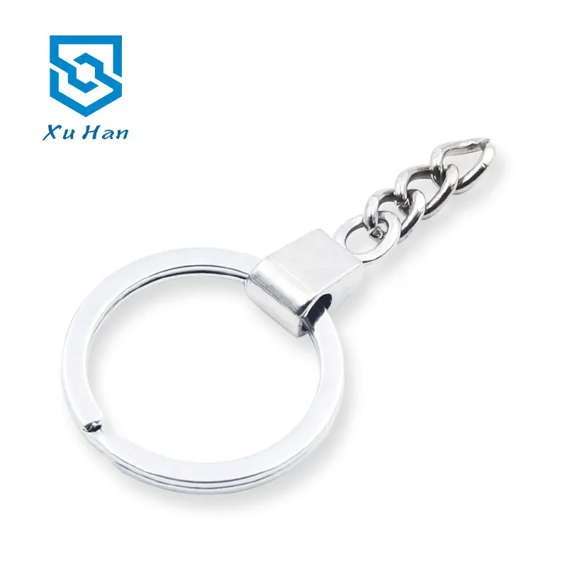 Factory direct sale high quality metal Split key ring with chain for Gifts toys and accessories diy keychains