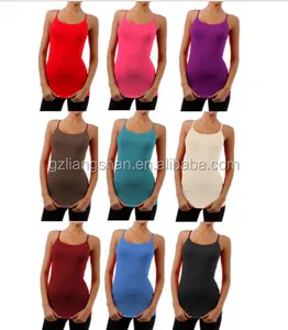 OEM toptan özel bayan uzun Cami raf sutyen kaşkorse ayarlanabilir spagetti Stringer kayışı Tank Top