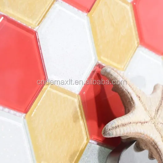 Haute qualité hexagone verre 3D mosaïque pour mur intérieur décoration