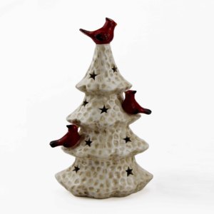 <span class=keywords><strong>Sapin</strong></span> <span class=keywords><strong>de</strong></span> Noël en céramique vintage et nostalgique avec éclairage LED et étoile lumineuse - Product Image 4