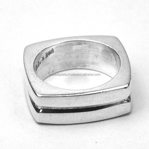 925 Solid Sterling Silver Square Box Ring Handmade Classic <b>Fashionable</b> Ring with Channel Setting Wholesale <b>Jewellery</b> - Product Image 2