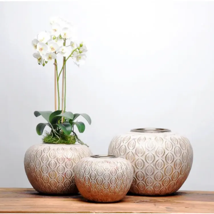 Royal vergulde ronde vorm antieke grote keramische indoor plant potten bloem
