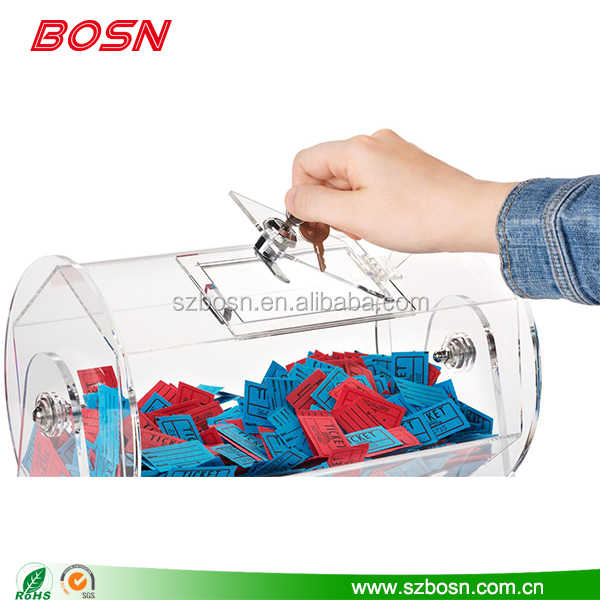 GENMOUS Acrylic Raffle Drum With Handle, Clear Ticket Spinner, Small Drum Box For Bingo, Lottery, Tombola Para Rifas, Transparent Ticket Holder, Cage For Lottery Games