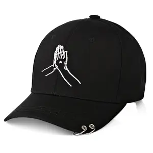 Wholesale circular ring sports hat/Custom embroidery logo hand woven black sports cap/cap hat