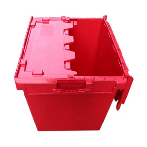 QS Heavy Duty Attached lid Crates Agriculture Plastic Crates Attached Lid PP Logistics Box Solid Moving Crates Moving Container