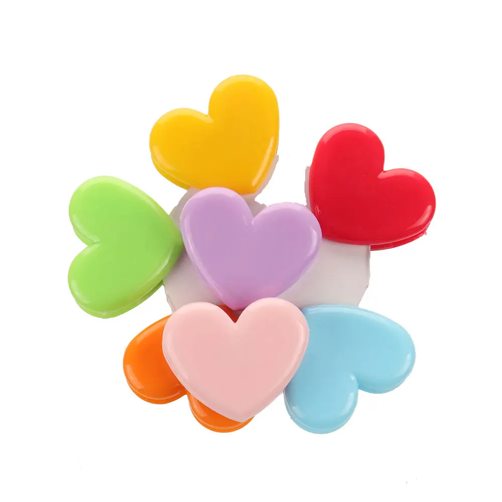 Amazon clipes de mola de plástico para amarração de escritório, venda quente, cor do coração, clipes de papelaria