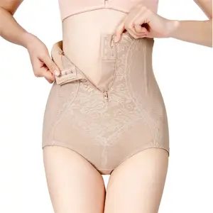 2019 nuevo diseño de cintura alta ropa interior ropa con cremallera y ganchos de las mujeres Control Panties