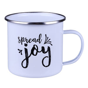 Рекламный небольшое минимальное кол-во в заказе Изготовленный На Заказ Металл эмалированную кружку с серебряной Rim эмалированная Кружка - Product Image 4