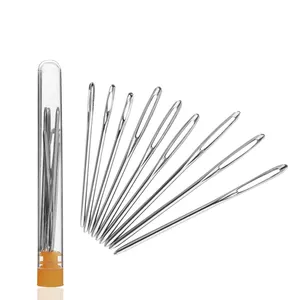 9 Cái/bộ Thời Trang Hữu Ích 3 Kích Cỡ Big-Eye Thép Không Gỉ Cùn Needles Chủ Đề Đan Cross Stitch Needles Công Cụ May