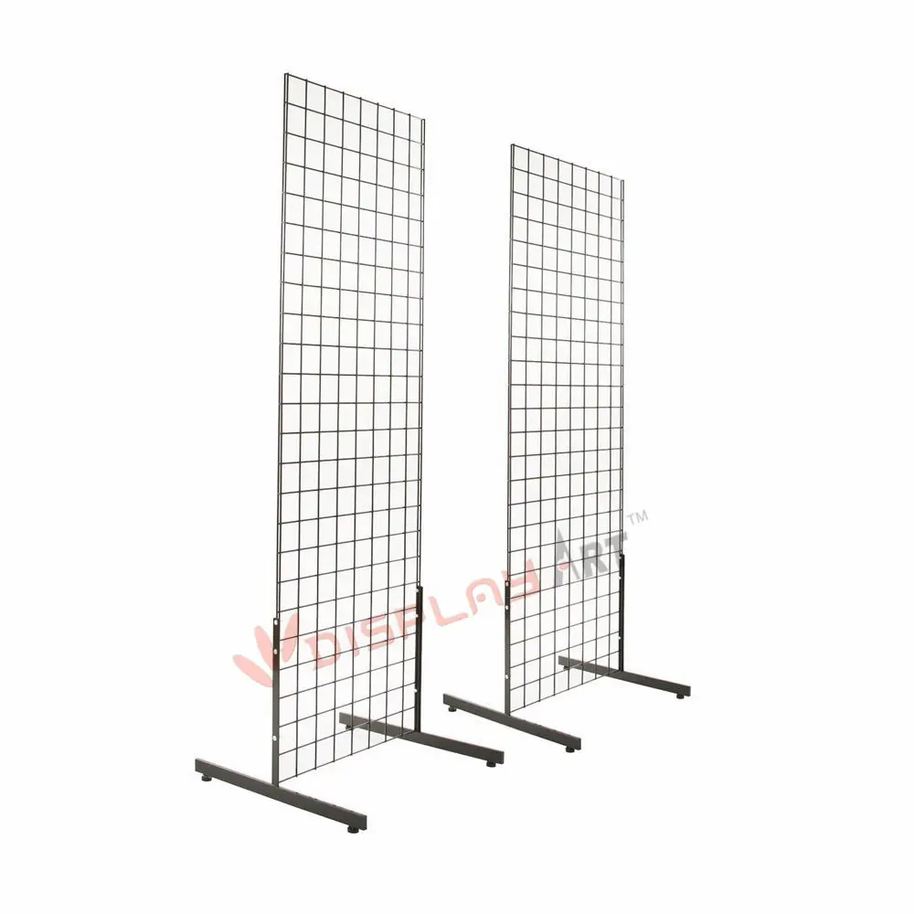 Displayart गर्म बिक्री धातु ग्रिड दीवार पैनल मंजिल प्रदर्शन रैक के साथ टी पैर