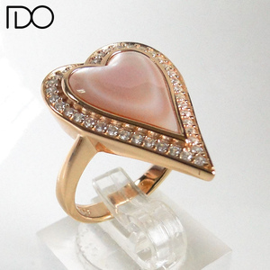 Bague en acier inoxydable, plaqué or Rose, argent Sterling 925, mère de la perle en diamant - Product Image 5