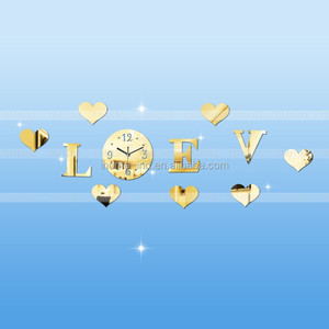 nhãn dán đồng hồ treo tường Valentine hình trái tim đồng hồ treo tường trang trí lớn <span class=keywords><strong>acrylic</strong></span> đồng hồ - Product Image 3