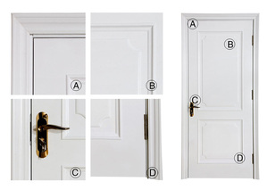 Puerta de Madera para Baño con Imprimación Blanca, Diseños de Puertas de Madera de una Sola Hoja, Pintura Blanca, Precio Económico - Product Image 3