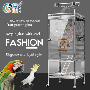 Cages pour animaux de compagnie en verre acrylique transparent d'usine avec cage à oiseaux en acier inoxydable BC601 - Product Image 4